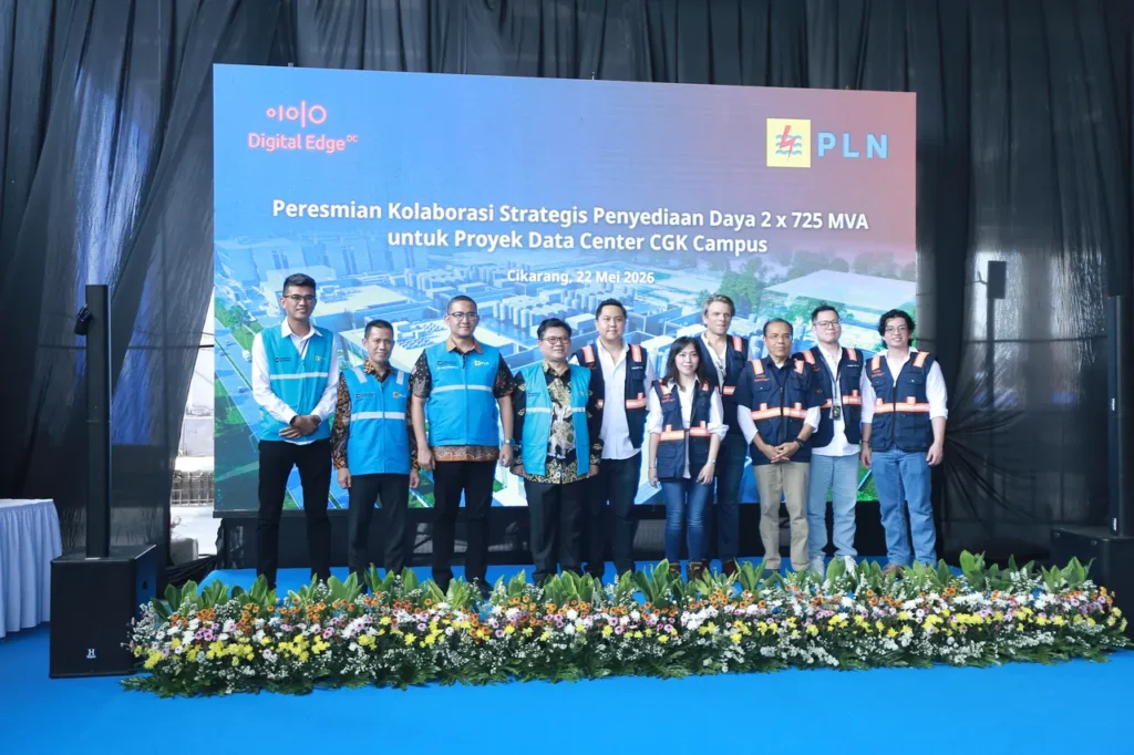 Digital Edge tops out CGK1 at its Bekasi campus and signs a 1.45 GW PLN deal — the largest single-campus data center power agreement in Indonesia to date.