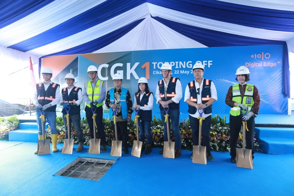 Digital Edge tops out CGK1 at its Bekasi campus and signs a 1.45 GW PLN deal — the largest single-campus data center power agreement in Indonesia to date.